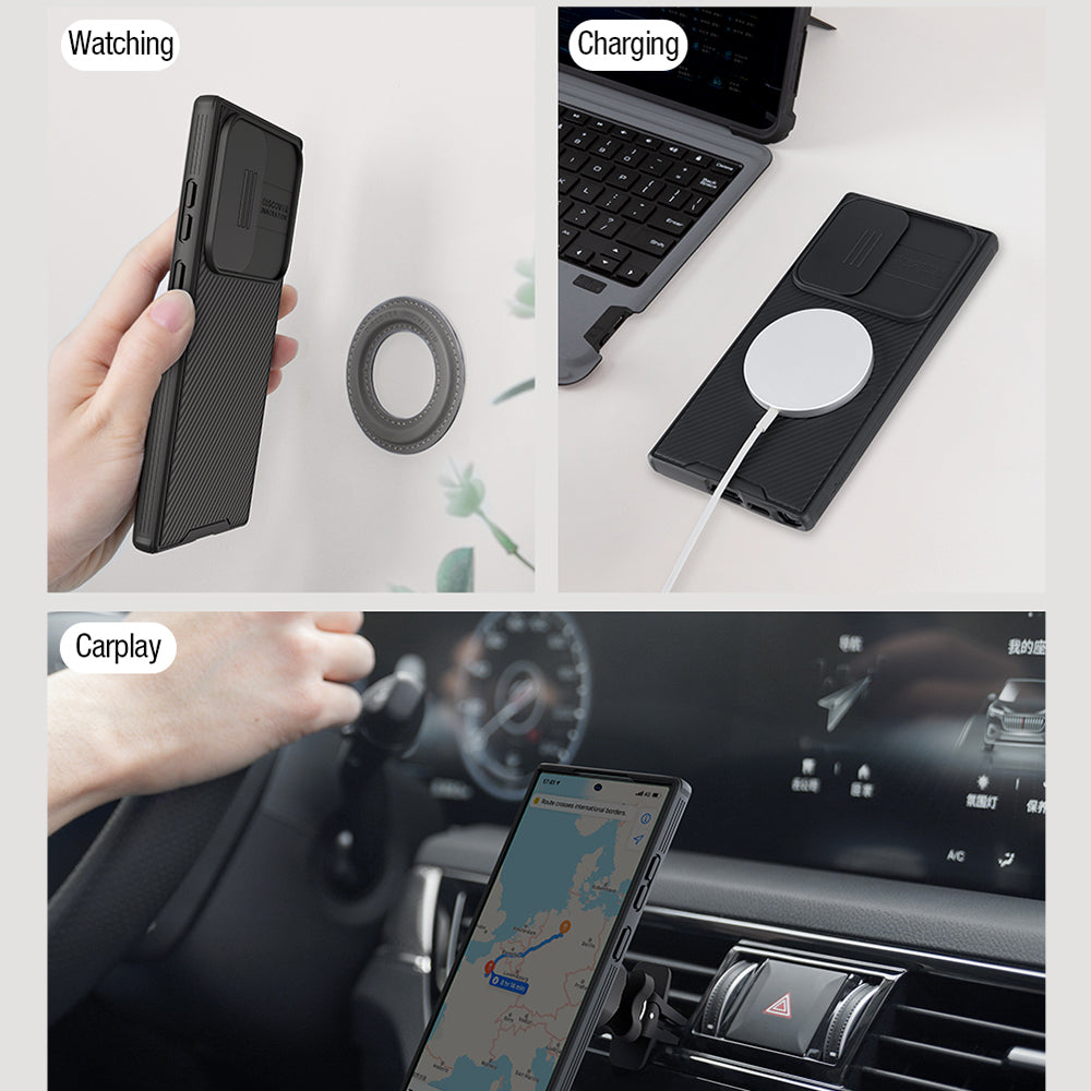 NILLKIN CamShield Pro Magnetic Case for Samsung Galaxy S23 Ultra PC+TPU Phone Cover with Camera Slide Lid - Black NILLKIN CamShield Pro Magnetic Case for Samsung Galaxy S23 Ultra PC+TPU Phone Cover with Camera Slide Lid - Black